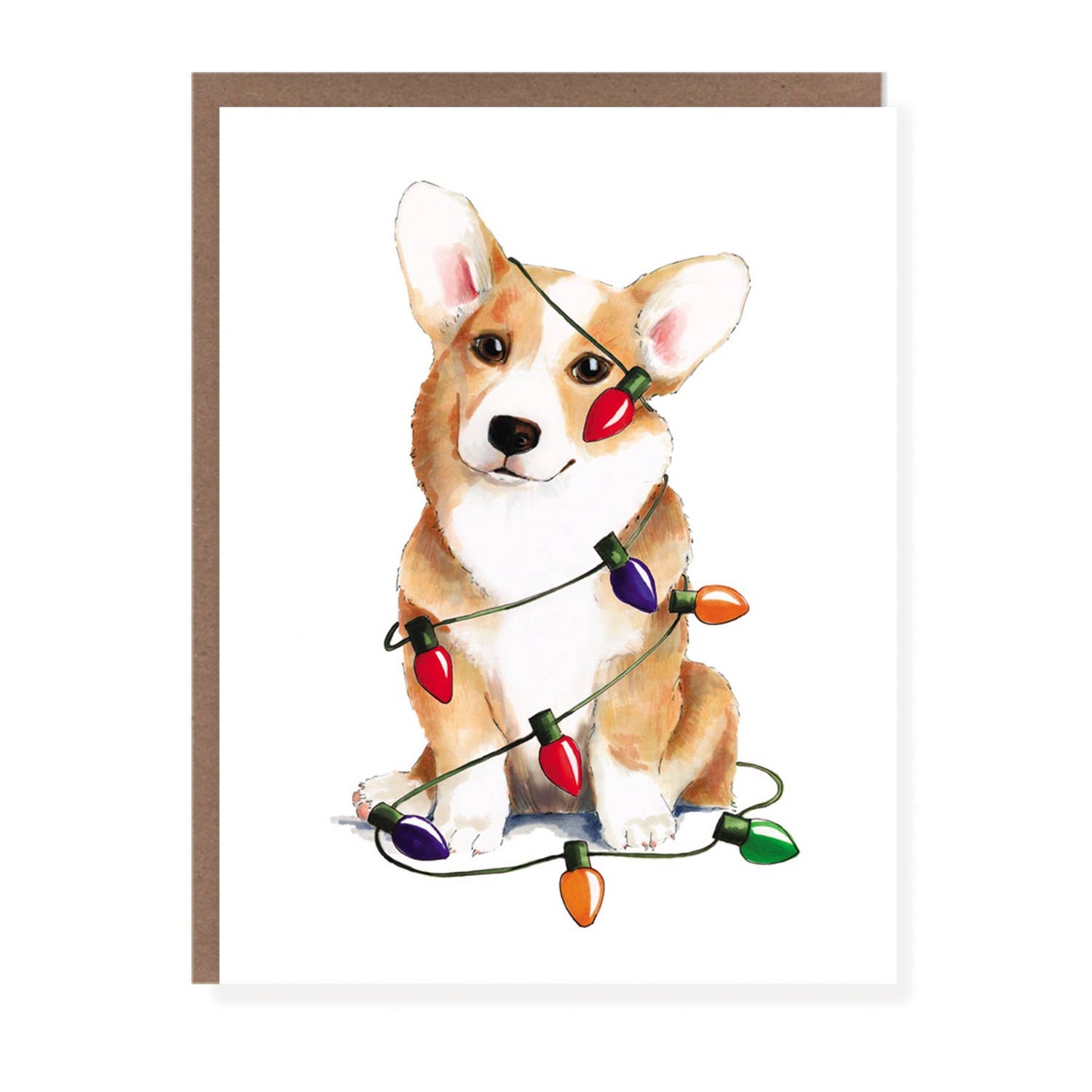 Christmas Corgi Lights Card