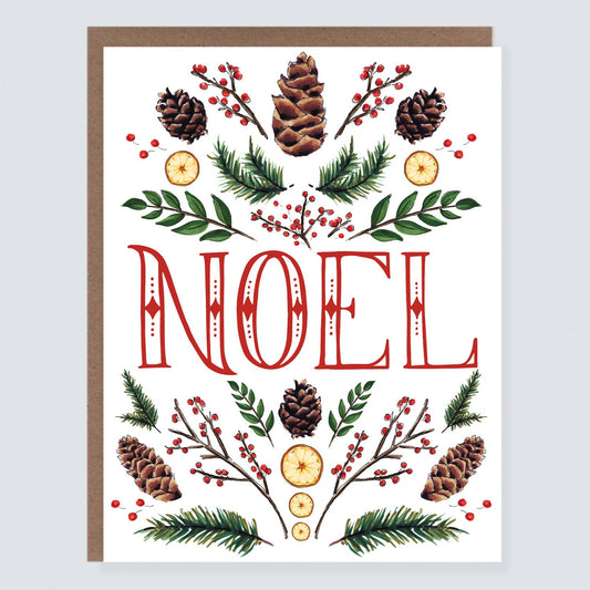 Noel Folk Foliage Holiday Card