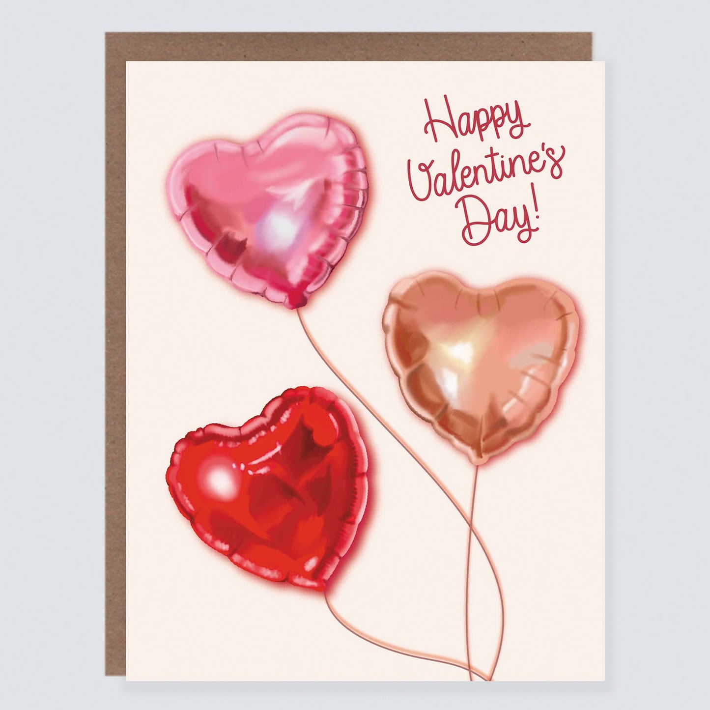 Heart Balloons Valentines Love Card