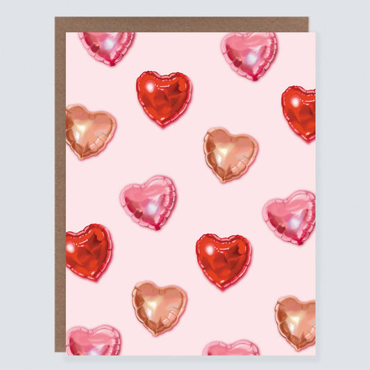 Balloon Repeat Hearts Valentines Love Card