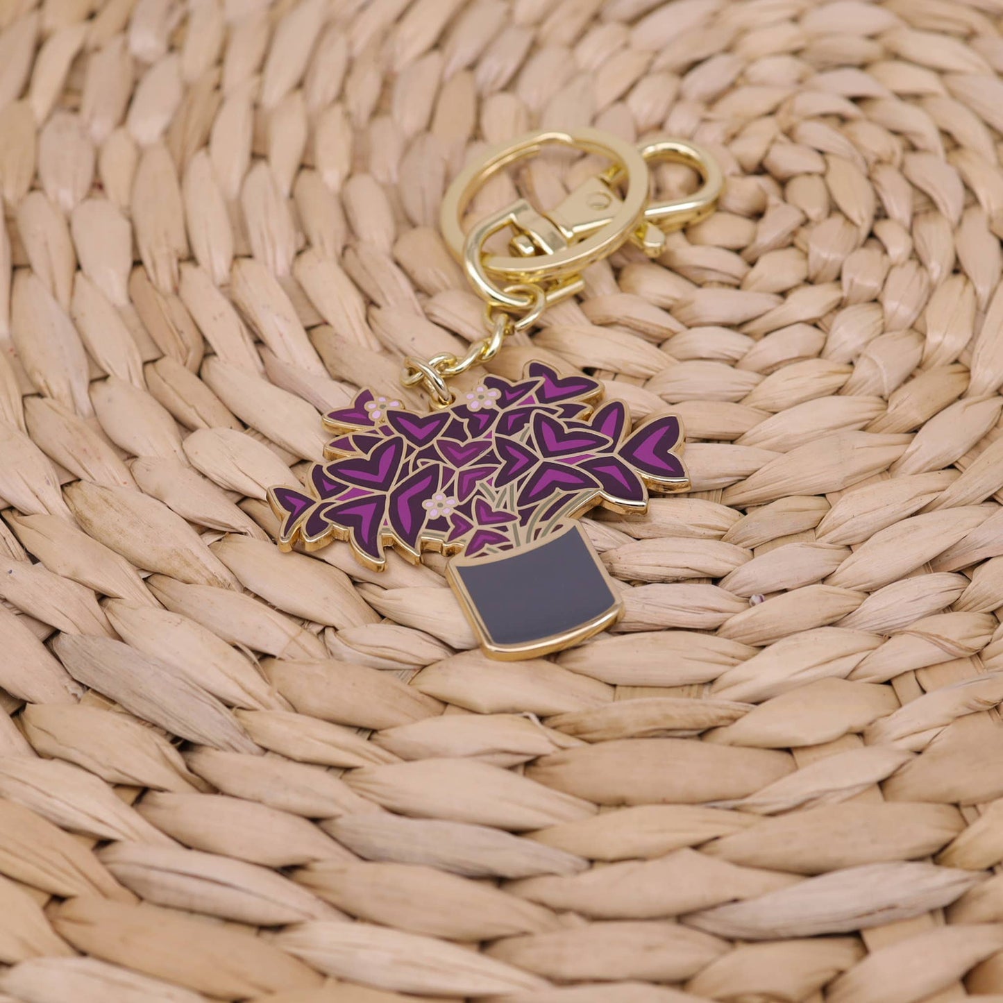 Oxalis Purple Shamrock keychain for Plant Lovers