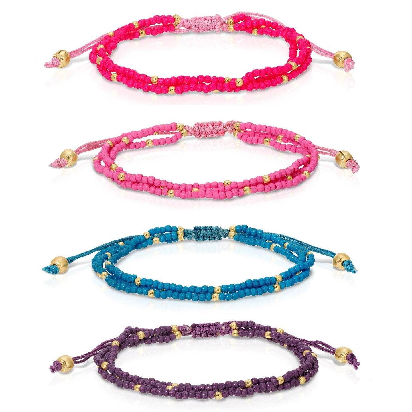 Asst 2Mm Triple Adustable Seed Bead Bracelets