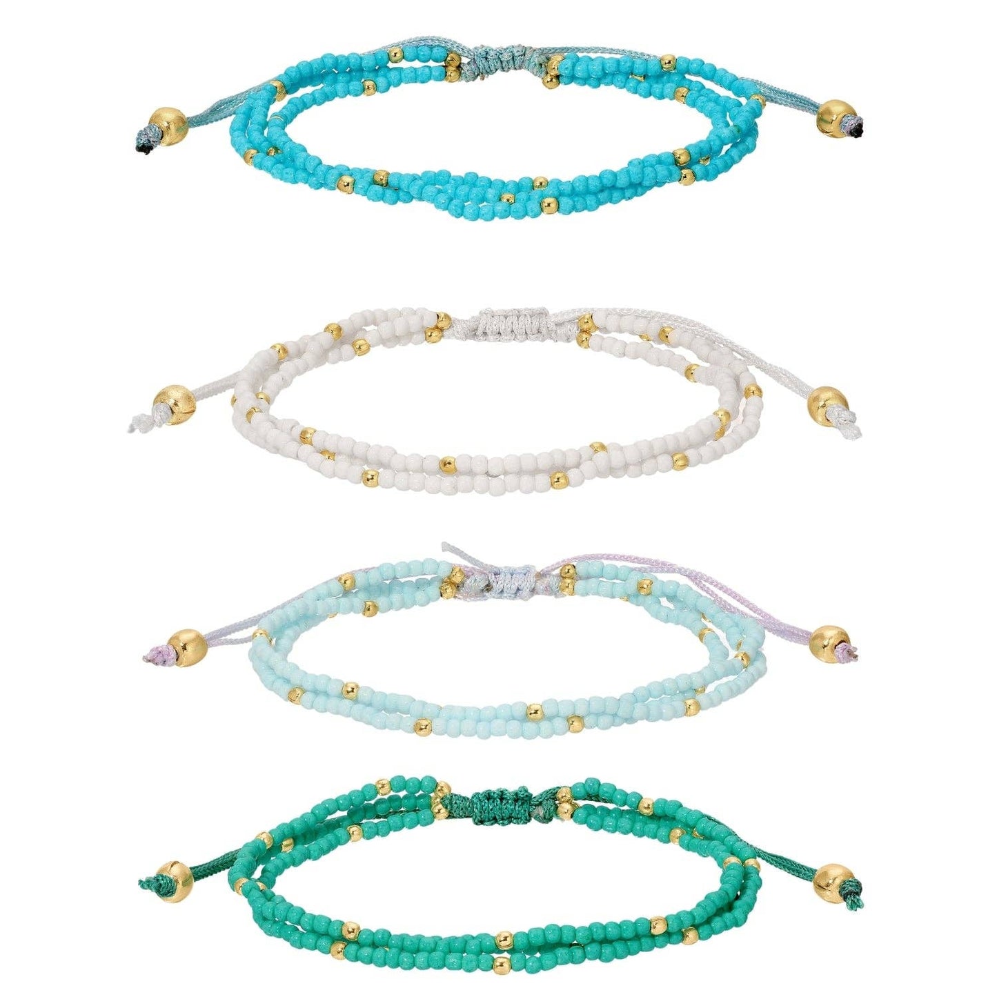 Asst 2Mm Triple Adustable Seed Bead Bracelets